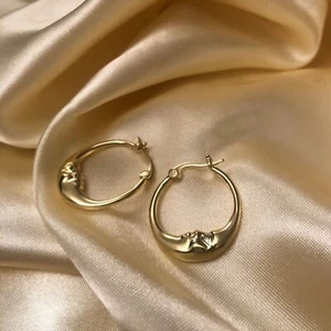 Orecchini Luna a cerchio placcati Oro 18k nuovi Donna Idea Regalo Confezione Inc - Foto 1 di 8