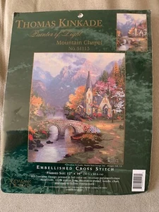 Thomas Kinkade Counted Cross Stitch Kit Mountain Chapel 51113 New - Picture 1 of 3