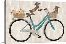 Doxie Ride Canvas Wall Art Print, Bicycling Home Decor