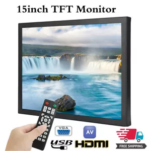 15' HD Portable Monitor Display VGA AV USB 1024x768 for PC TV CCTV Computer - Picture 1 of 24