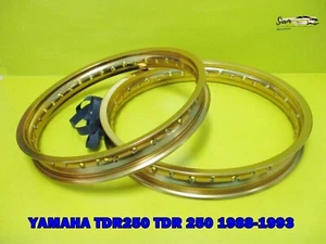 YAMAHA TDR250 1988-1993 F & R ALUMINIUM GOLD WHEEL RIM SET **si1429** - Picture 1 of 5