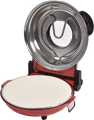 F&M Germany Pizza Express Ofen 1200W 350° Keramiksteinplatte Timer Vorheizt Rot - Bild 1 von 4