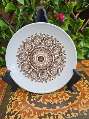 Vintage Retro Hostess Ware 'Roulette Brown Beige Side Bread Plate 7¾" - Image 1 of 4