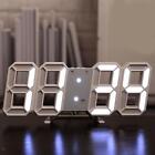 3D Digital Clock Wall LED Number Time Alarm Clock Led Electronic Clock White