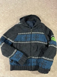 Vintage Nudie Jeans Womens Sweater Zip Cardigan Wool Lined Blue Black L - Picture 1 of 8