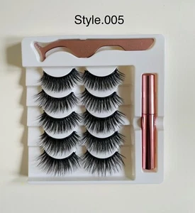 Waterproof Magnetic Eyeliner with Eyelashes and Tweezer 5 Pairs Set Long Lashes - Foto 1 di 13
