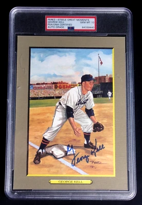 GEORGE KELL PSA/DNA 10 SIGNED PEREZ-STEELE GREAT MOMENTS CARD AUTOGRAPH #59 HOF. - Image 1 of 3