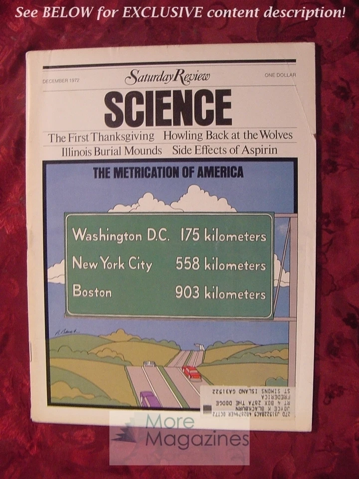 Saturday Review Science December 1972 METRIC SYSTEM EDWARD HOAGLAND WOLVES - Image 1 of 1