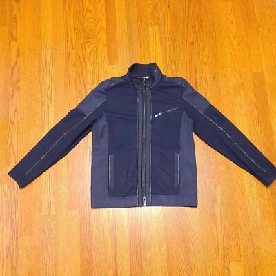 Calvin Klein Premium Wool Jacket With Faux Leather Denim Trim Size Medium - Image 1 of 4