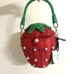 NEW TARGET KATE SPADE PEARL EMBELLISHED STRAWBERRY BASKET BUCKET BAG - Picture 1 of 2