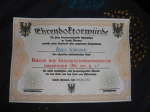 Doktortitel, Ehrendoktor, "Doktor der Geschichtswissenschaften", NEU - Bild 1 von 3