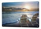 Blechschild Feng Shui Liegestühle am Strand Metallschild 20X30 cm