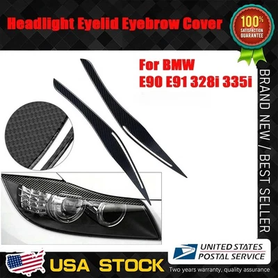 Carbon Fiber Headlight Eyelid Eyebrow Cover For BMW E90 E91 328i 335i 2009-2012 Foto 1 de 4