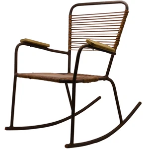Vintage Mid Century Design: netter Kinderschaukelstuhl Eisen rostig nur 44cm h - Picture 1 of 11