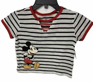 Disney Parks Micky Mouse Short Sleeve Shirt Black White Red Size Small Girl NWT - Picture 1 of 6