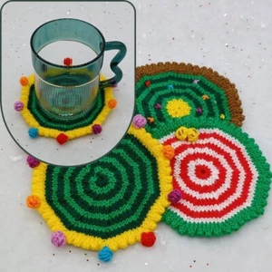 🎄KNITTING PATTERN ☕Christmas 🔔 DK Coasters Coffee ☕ Tea Gift Charity EASY Elf - Picture 1 of 10