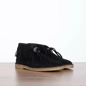 SAINT LAURENT 995$ Desert Boots - Black Suede, Fringed - Picture 1 of 12