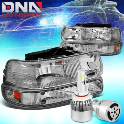 FAROL DE SINAL ÂMBAR CARCAÇA CROMADA + LED BRANCO 9006 HID + VENTILADOR FIT 99-02 SILVERADO - Imagem 1 de 4