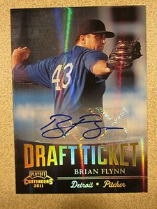 2011 PLAYOFF CONTENDERS DRAFT TICKET DT81 BRIAN FLYNN AUTO SIGNED DETROIT TIGERS