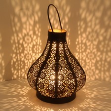 Orientalische Laterne Tahira M schwarz marokkanische Gartenlaterne Windlicht Neu