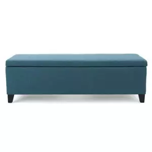 Noble House Entryway Bench 16.5"Hx17.25"W Bathroom Storage FlipTop Cleo DarkTeal - Picture 1 of 11