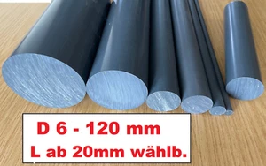PVC Rundstab Vollstab D 6-120mm Stange  L ab 20mm!! grau Kunststoff Rundmaterial - Bild 1 von 12