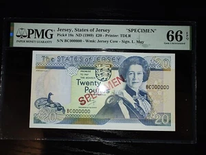 P-18s ND 1989 States of Jersey 20 Pounds Specimen PMG 66 EPQ - Picture 1 of 2