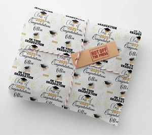 PERSONALISED CONGRATULATIONS GRADUATION UNI GIFT WRAPPING PRESENT WRAP PAPER - Picture 1 of 3