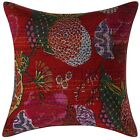Vintage Red Cushion Cover Indian Floral Print 16'' Pillowcase Decor Sofa Sham