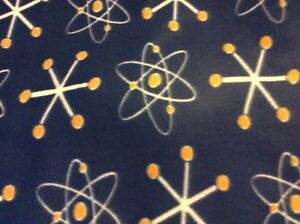 Space atom nuclear science engineer Chemistry fleece fabric blue, 60"w, sold BTY
