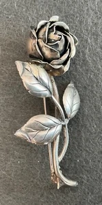 Alte Rosen-Brosche aus 835er Silber Floral Silver Brooch Art Deco Rose - Bild 1 von 3