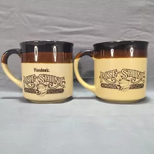 1980s Hardees Rise & Shine Homemade Biscuits Coffee Mugs Lot of 2 Good Condition - Picture 1 of 12