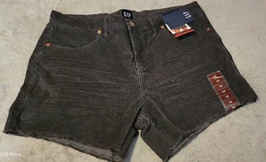 Pantaloncini da donna neri in velluto a coste GAP sfilacciati orli tasche pantaloncini estivi - Foto 1 di 3