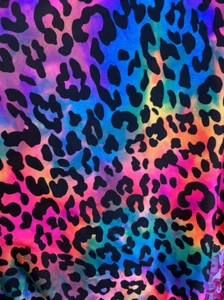 multicolor Cheetah Leopard poly 4 way stretch Spandex fabric dancewear swimwear - Picture 1 of 1