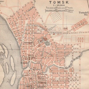 TOMSK Original map 1914 ORIGINAL Map City RUSSIA Томск in Eglish - Picture 1 of 9
