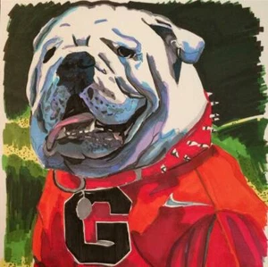SEC SPORTS PLAYER PRINT of Georgia's famous mascot, "Uga", by Michael Brown - Picture 1 of 1