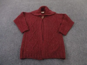 Carraig Donn Sweater Women S Red Wool Cardigan Cape Cable Knit Chunky Ireland - Picture 1 of 9