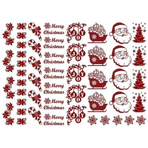 Christmas Fun 50 pcs Red Fused Glass Decals - Imagen 1 de 2