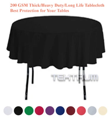 Tektrum 70" Round Polyester Tablecloth -Thick/Heavy Duty/Long Life - Black - Image 1 of 3