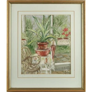 Signed Framed Original Pastel Drawing Aloe Vera Agave Conservatory Cane Ricketts - Picture 1 of 4