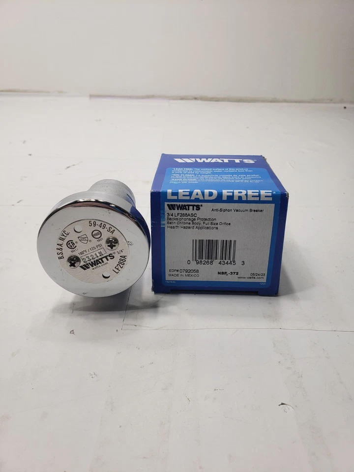 Watts LF288ASC Anti-Siphon Vacuum Breaker Blackflow Preventer 3/4" Satin Chrome