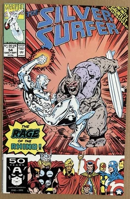 Silver Surfer #54, casi nuevo/m, aplicación Avengers., Copper Age Marvel, 1991 Foto 1 de 2