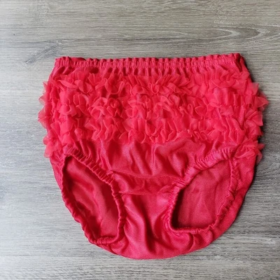 全新无标签 Laura Dare 红色荷叶边内裤内衣 女孩 尺寸 2T 学步儿童 弹性旗帜 — 第 1/4 张图片
