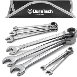 Ratcheting Wrench Set, Combination Wrench Set, SAE, 8-Piece, 5/16" to 3/4", CR-V - Picture 1 of 6