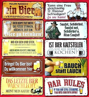 Blechschild 28x12 BIER Beer Bayern Dindl Trinkspruch Bar Kneipe Pub Cafe Party - Bild 1 von 3