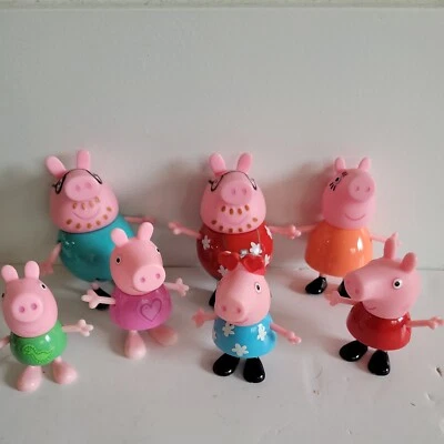 批量 7 件 Peppa Pig Jazwares PVC 公仔 Daddy Mummy George 蛋糕上装 — 第 1/4 张图片