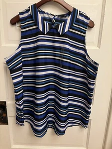 GAP Women's Striped Sleeveless Top Peter Pan Collar Blue Size XXL $39.99 New - Picture 1 of 8
