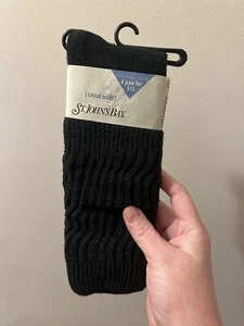 JCPenney St. John’s Bay Vintage Women Ribbed Slouch Socks Made USA 80s 90s Black - Picture 1 of 10