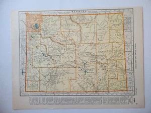 Alaska/Wyoming Rand McNally 1942 2-Sided Map Counties Cities ~11x14" - Picture 1 of 2