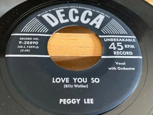 PEGGY LEE LOVE YOU SO BAUBLES BANGLES BEADS VINYL 45 RECORD 7" FIRST PRESS DECCA - Picture 1 of 5